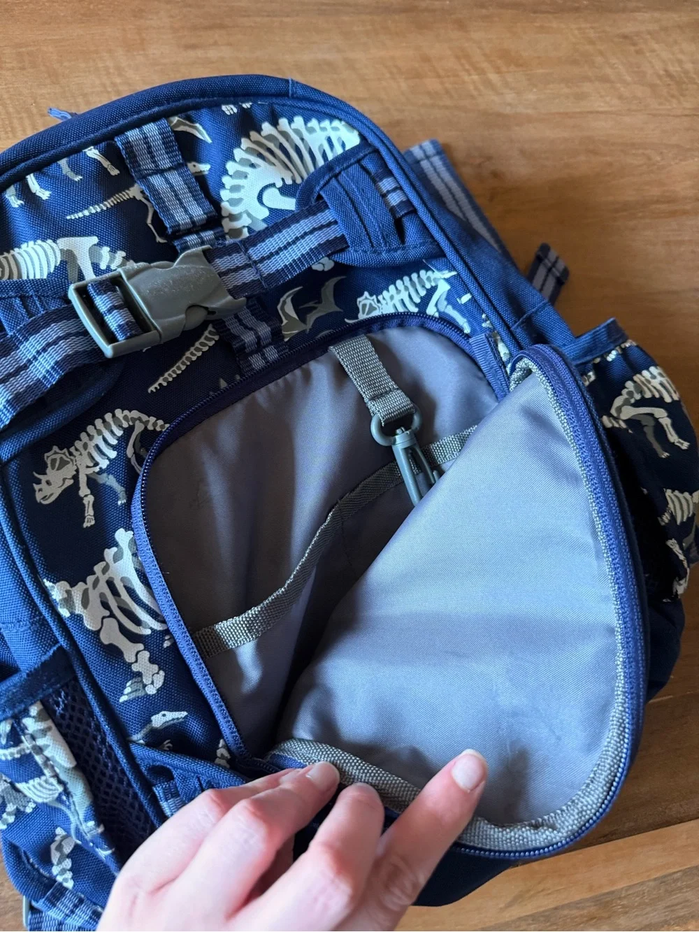 Pottery Barn Kids Navy Dinosaur Skeleton Backpack Mackenzie Glow in the Dark